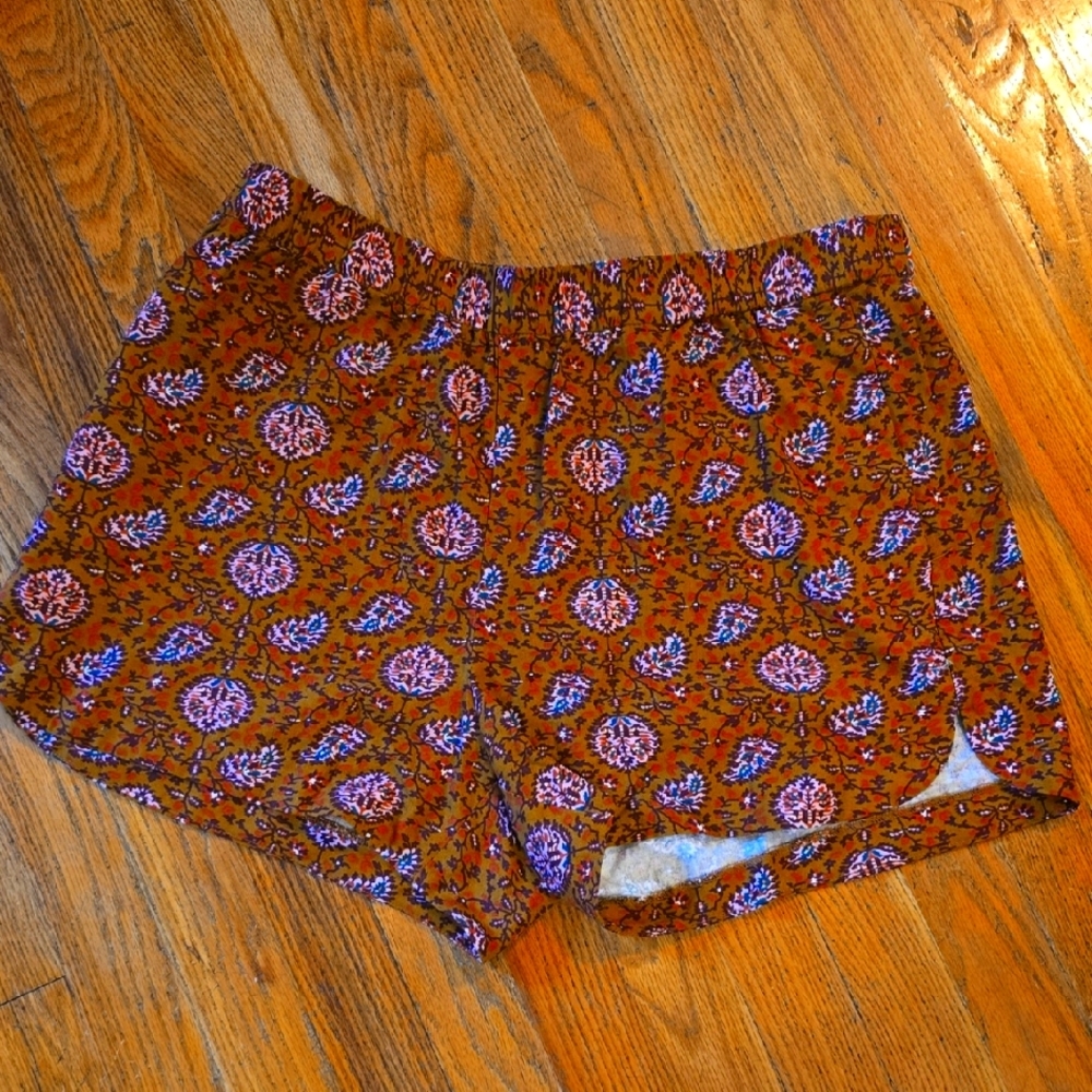 Madewell Drapey Pull On Brown and Red Paisley Shorts L